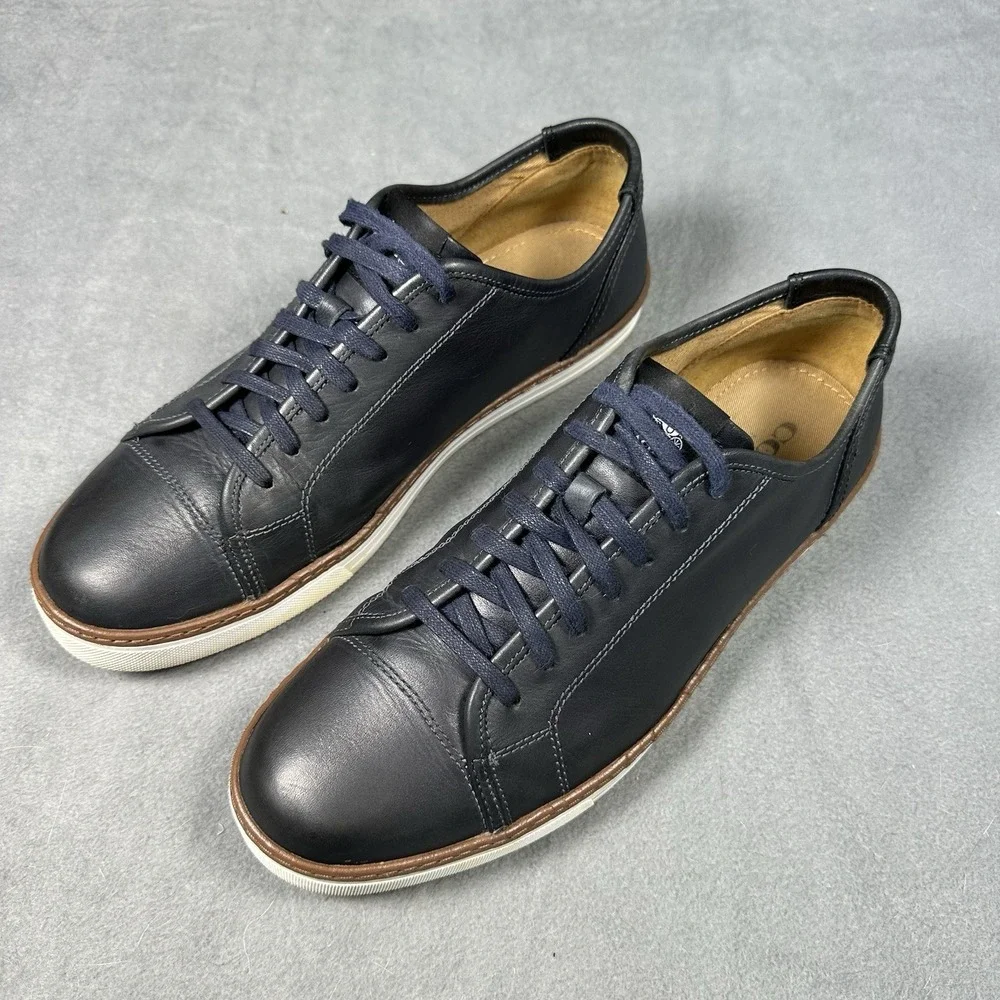 Coach York Navy Leather Low Top Sneakers Men's Size 11D Lace Up Casual Shoes